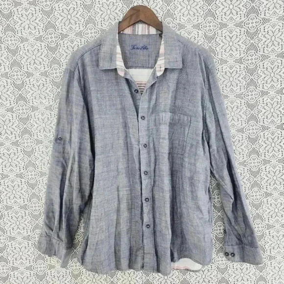 Tasso Elba Plaid lined button down men's shirt XXL - Picture 1 of 8